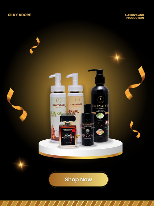 Pack of 05 Silkeyadore Herbal/Natural Shampoo 100ml/200ml+Herbal/Natural Hairoil 200ml+Al-Mathur 50ml